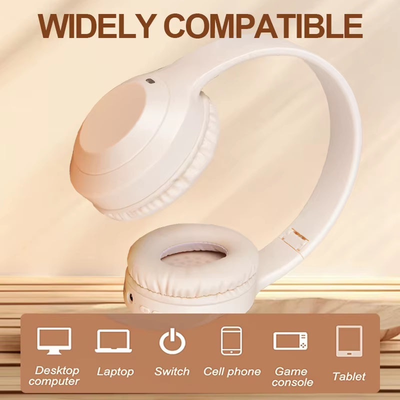 For Lenovo Wireless Headphones Bluetooth 5.3 Earphones Foldable Gaming Headset Sport Headphone with Mic Music Earbuds